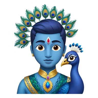 Krishna child form Bala Krishna blue skin peacock feather sticker