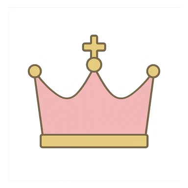 classic pink crown with simple gold accents, no extra effects, clean and minimal design sticker