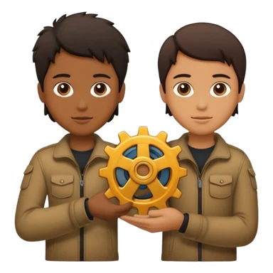 person silhouette handing a gear to another sticker