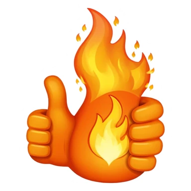 thumbs up with fire for thumb sticker