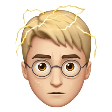 Harry Potter, in the middle of the forehead appear a Lightning-shaped scar  sticker