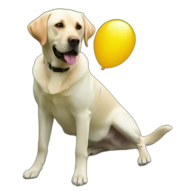 labrador with a baloon sticker