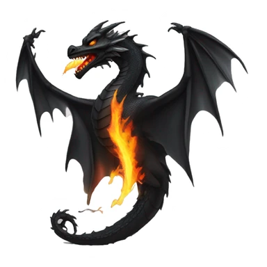 Design a black winged dragon with sharp and evil features, breathing fire. sticker