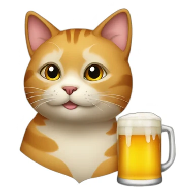 A cat who drinks a beer sticker