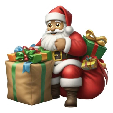Hyper Realistic Santa holding his sack and presents  sticker