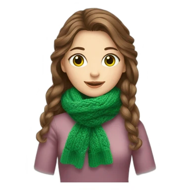 girl with brown hair and green eyes is knitting a scarf  sticker