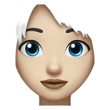 girl blue eyes with long black hair and a fringe sticker