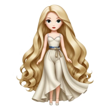 A fashion doll with long hair, stylish clothes, and a glamorous appearance, symbolizing beauty and fashion sticker