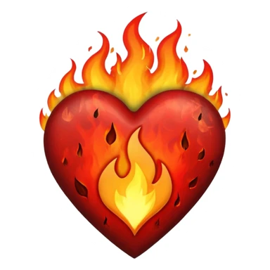 Black and red heart on fire sticker