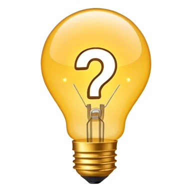 hint emoji, glowing lightbulb, question mark, spark sticker