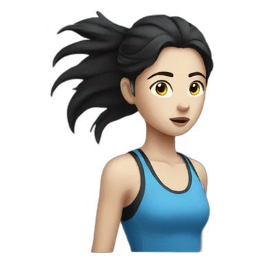 exhausted runner girl black hair white skin sticker