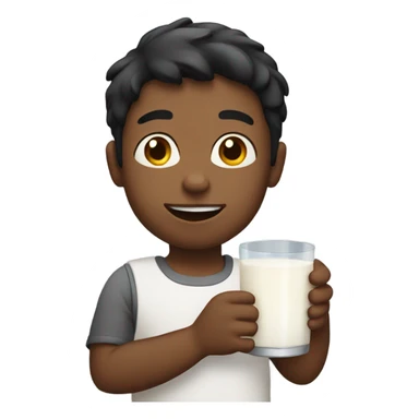 Boy holding milk sticker