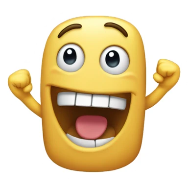happy face with mouth open and waiving hand emoticon sticker