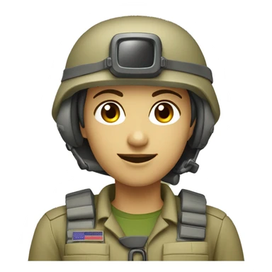 operator dressed in khaki color with a milatary helmet, without glasses, preferably female sticker