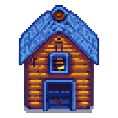 a barn, pixel art style sticker