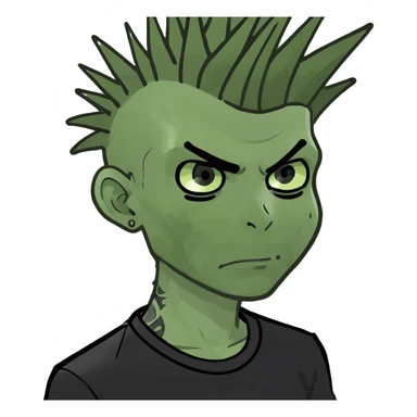 zombie boy with spiky emo hair and black shirt sticker