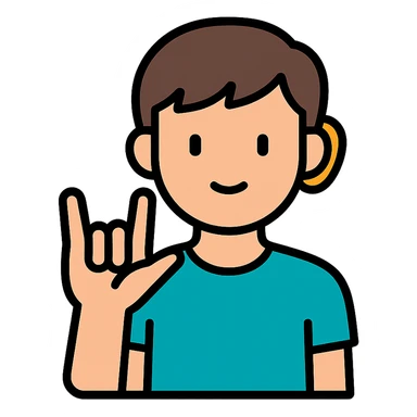 color outline icon of a young deaf man sticker