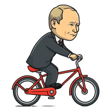 Vladimir Putin riding a bicycle from side view sticker