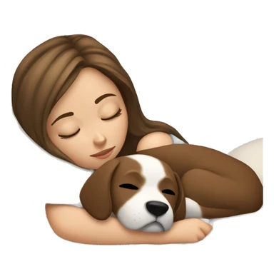 White girl brown hair sleeping with puppy sticker