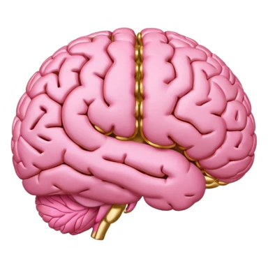 A pink brain with elegant golden details and accents. In the center of the brain type "1 EU" sticker