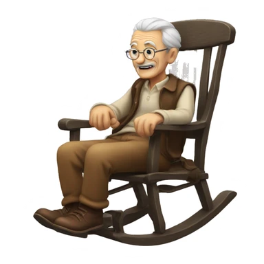 old dude playing games in a rocking chair sticker
