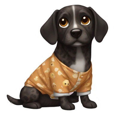 Black and brown Brindle Dog wearing duck pajamas sticker