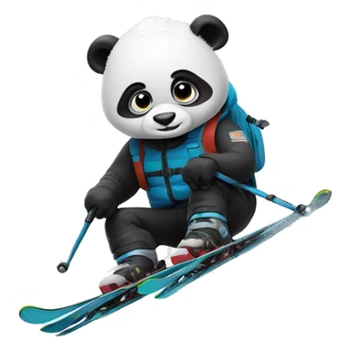 tactical Panda skiing down a snow covered mountain sticker