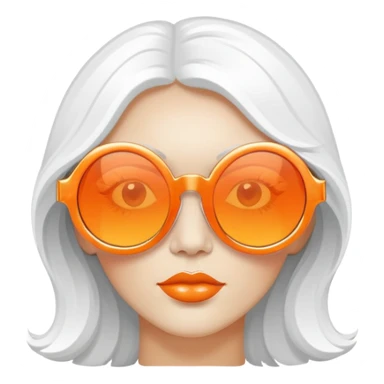 oversized round sunglasses with orange tinted lenses and thick white frames, 70s disco style sticker