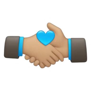 Handshaking with blue heart sticker