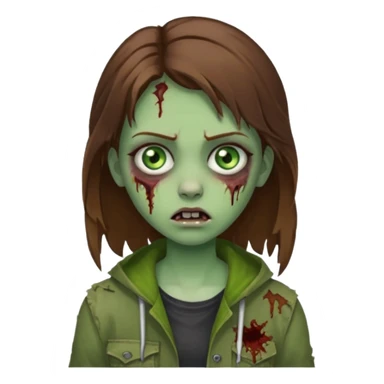 girl zombie with brown hair and green eyes sticker