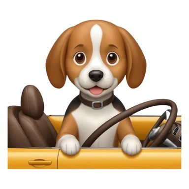 Beagle driving a car sticker