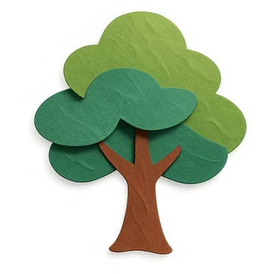 tree with layered leaves in paper-craft style sticker