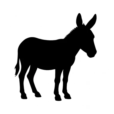 Donkey black silhouette white background sticker