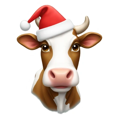 Cow with Christmas hat  sticker
