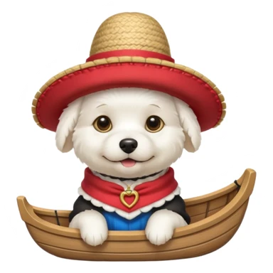 white dog with gondolier hat sticker