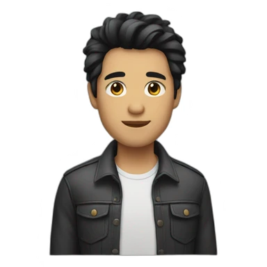 A man wearing fresh clothes and black hair sticker