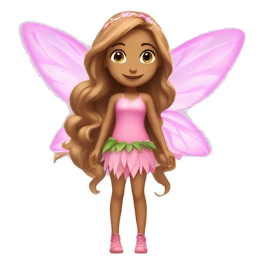 Flora the latina fairy of nature in her enchantix fairy pink clothing and long light brown hair from winx club sticker