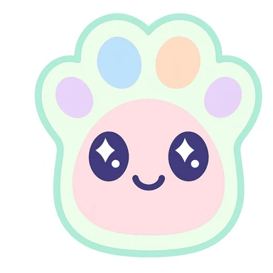 cat paw, cute and rounded, pastel colors sticker