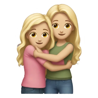 a blonde girl and a brunette girl hugging sticker