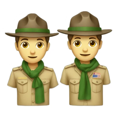 French boyscout with a campaign hat; brown hat; green scout scarf sticker