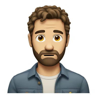 an unhappy man with a beard and short scruffy brown hair sticker