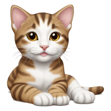 Brown and white tabby kitten laying  sticker