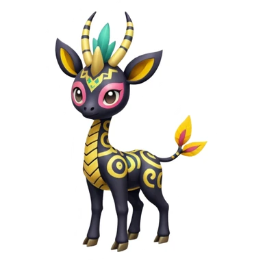 zig-zag-patterned tribal tropical hot Meloetta-Giraffarig-Giratina-Noibat-Pokémon-Fakémon-fusion-hybrid-creature sticker