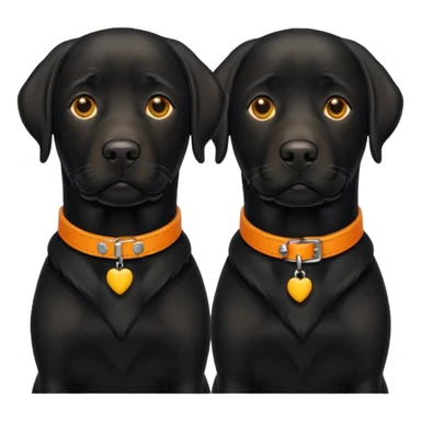 2 black labradors yellow and orange collar sticker