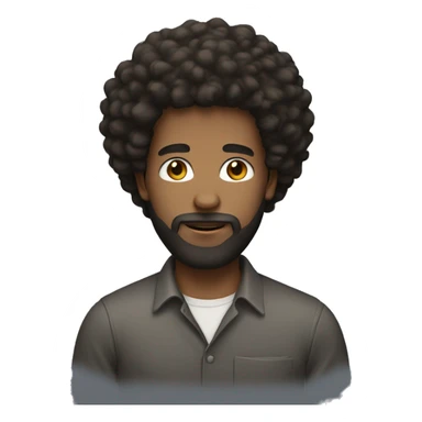 A male with a beard and long afro hair sticker