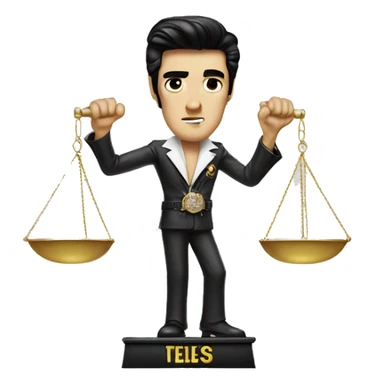 Elvis impersonator holding scales of justice  sticker