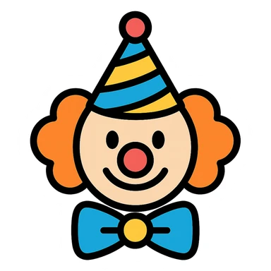 clown with party hat, outlined, vibrant colors sticker