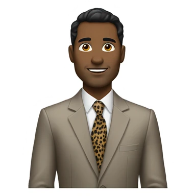 Ethnically ambiguous man with dark hair in a cheetah print business suit sticker