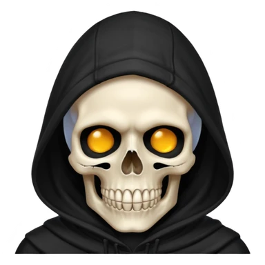 skull head, black hood, faux sticker