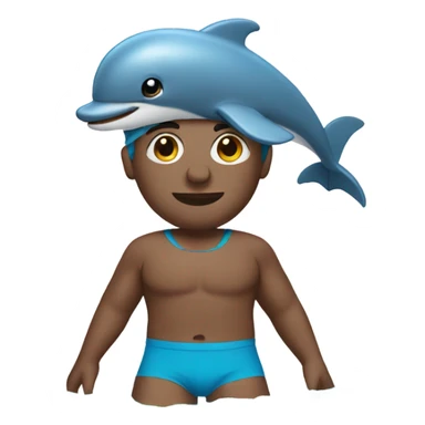 Man swimming wearing a dolphin outfit sticker